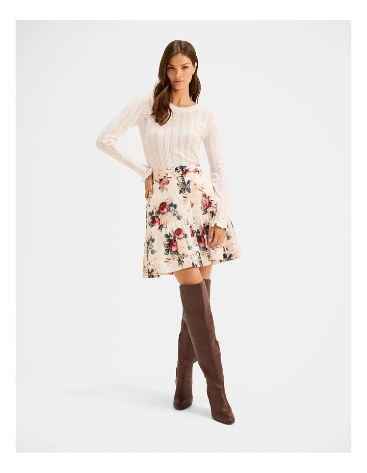 Winter Garden Mini Skirt in Ivory image 1