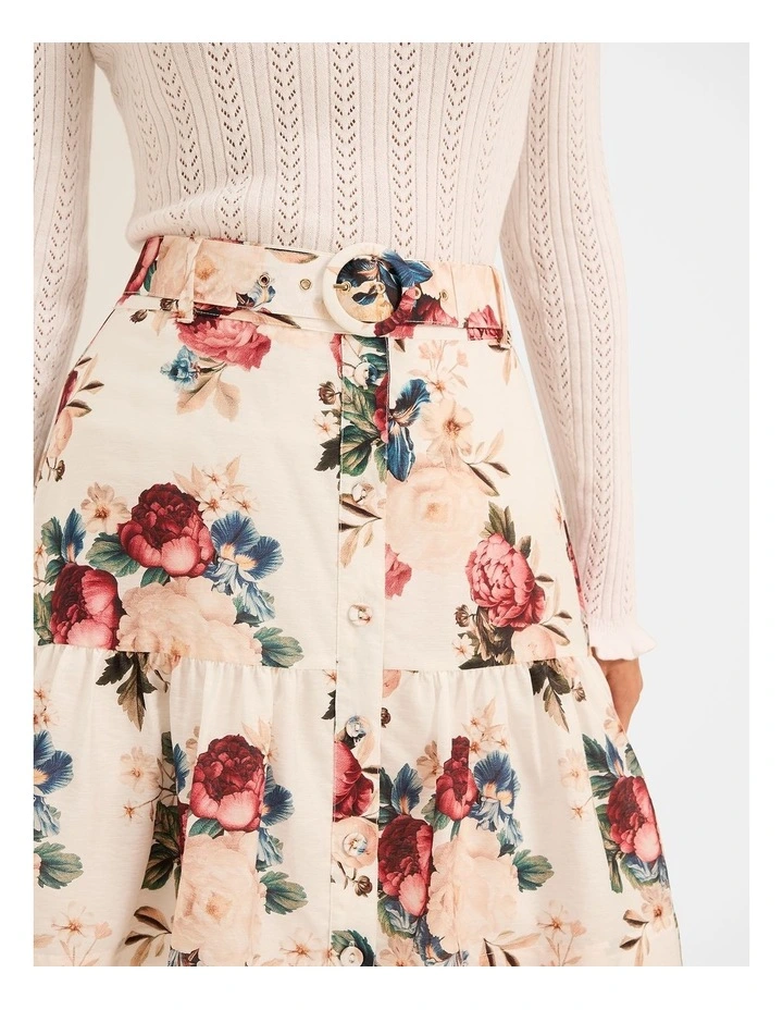 Winter Garden Mini Skirt in Ivory image 3