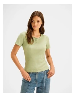 Luelle Rib Top in Spring Green