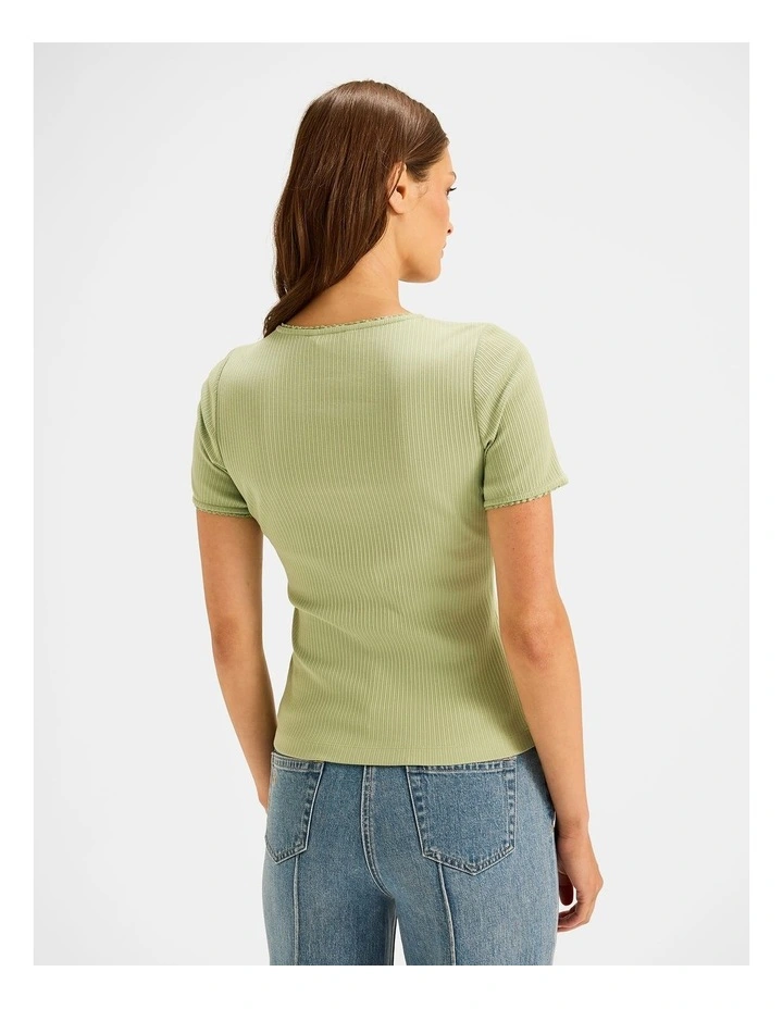 Luelle Rib Top in Spring Green image 2