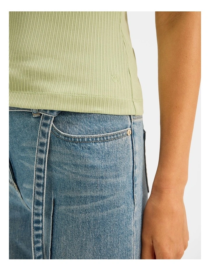 Luelle Rib Top in Spring Green image 4