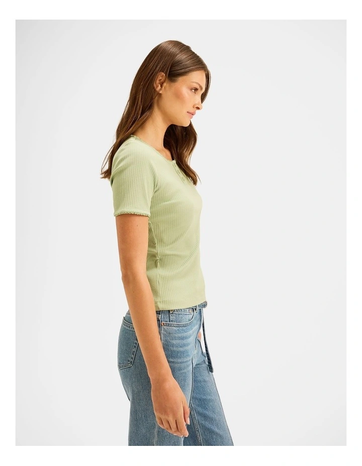 Luelle Rib Top in Spring Green image 5