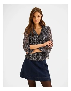 Mariner Floral Blouse in Ink