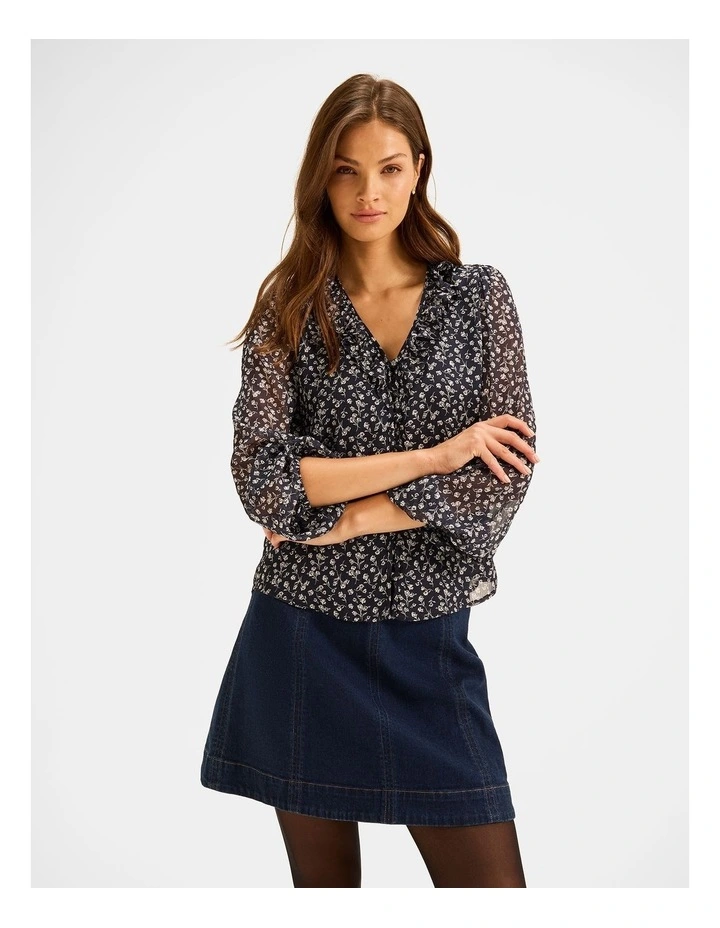 Mariner Floral Blouse in Ink image 1