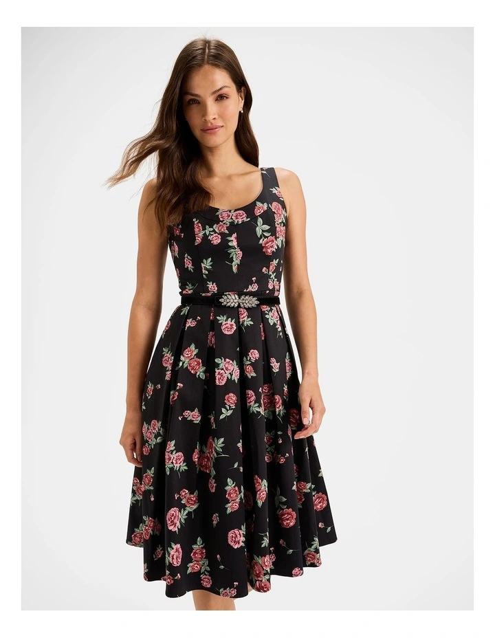 Cameo Rose Tea Dress in Black image 6