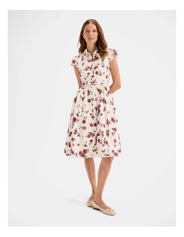 Cameo Shirt Dress in Ivory image 1