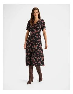Cameo Midi Dress in Black