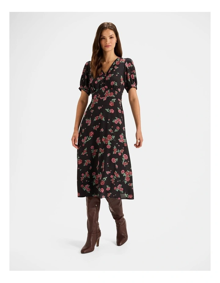 Cameo Midi Dress in Black image 1