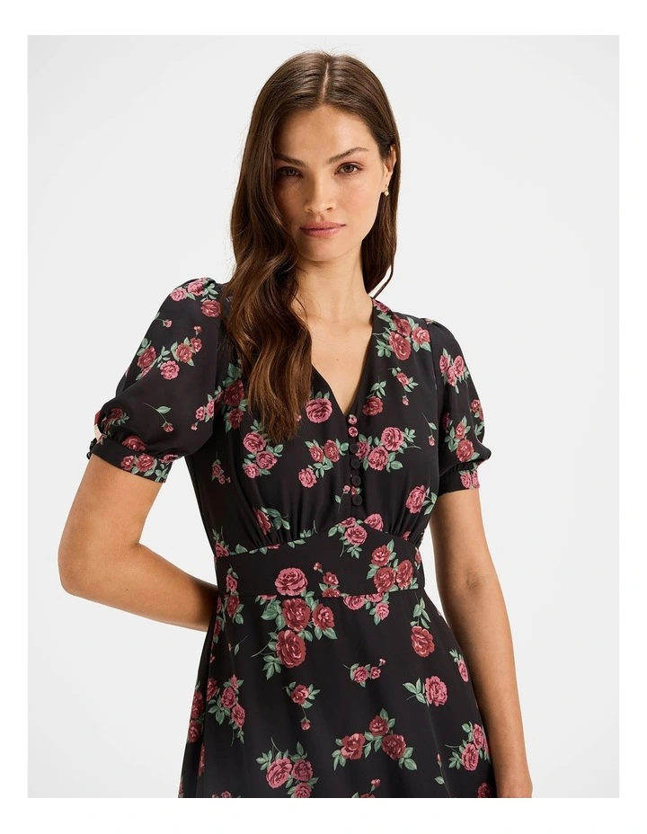 Cameo Midi Dress in Black image 3