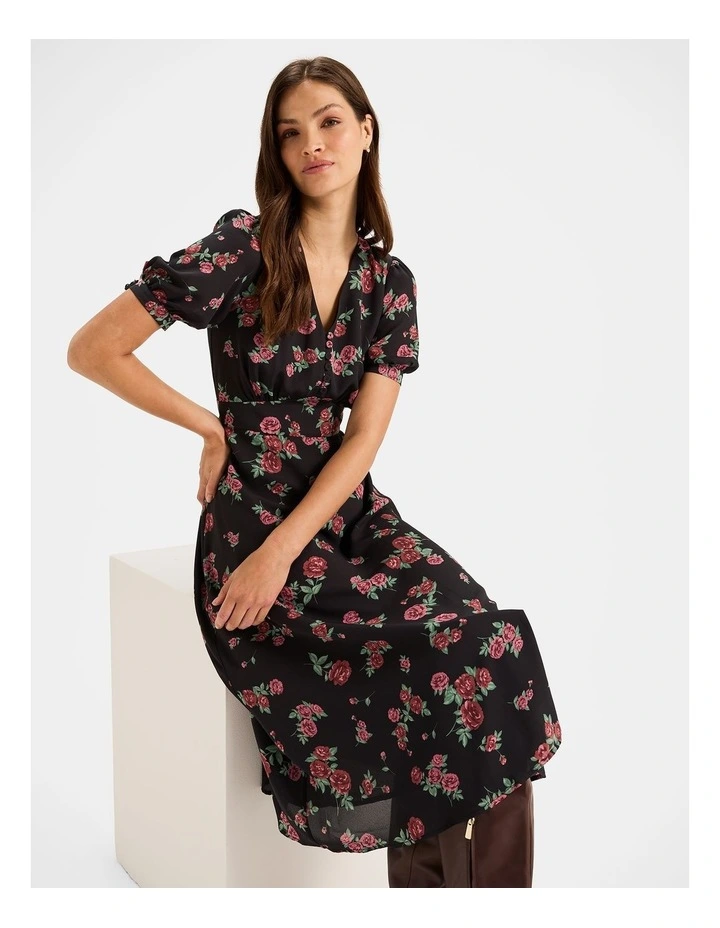 Cameo Midi Dress in Black image 5