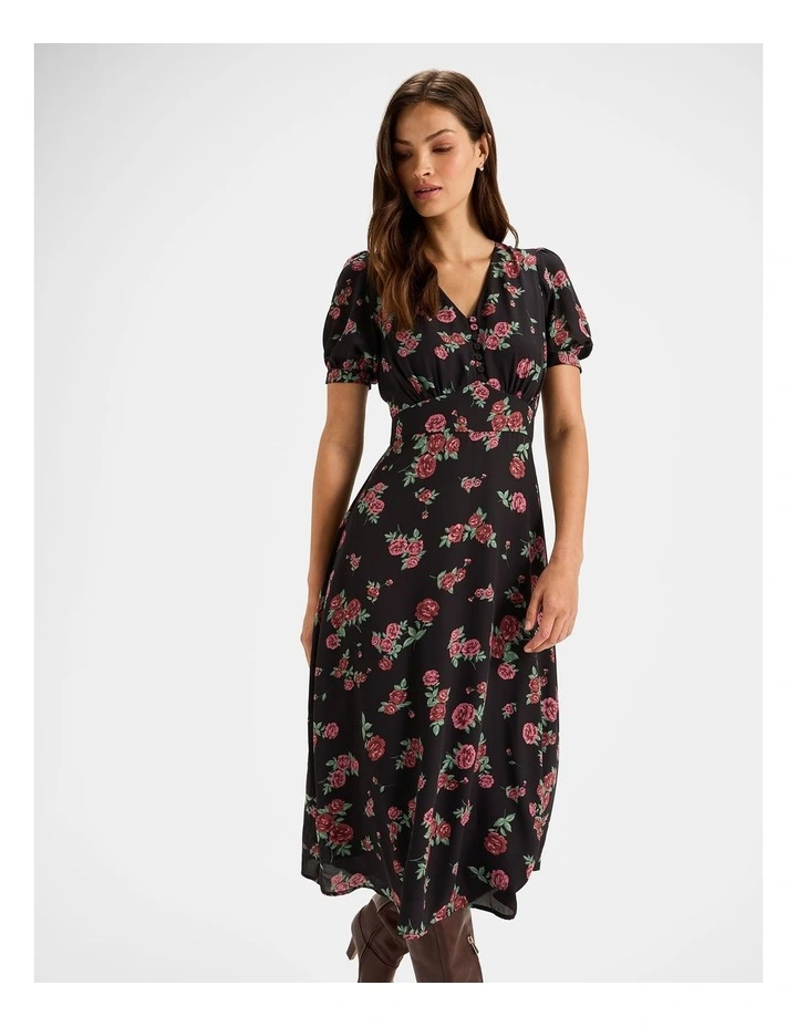 Cameo Midi Dress in Black image 6