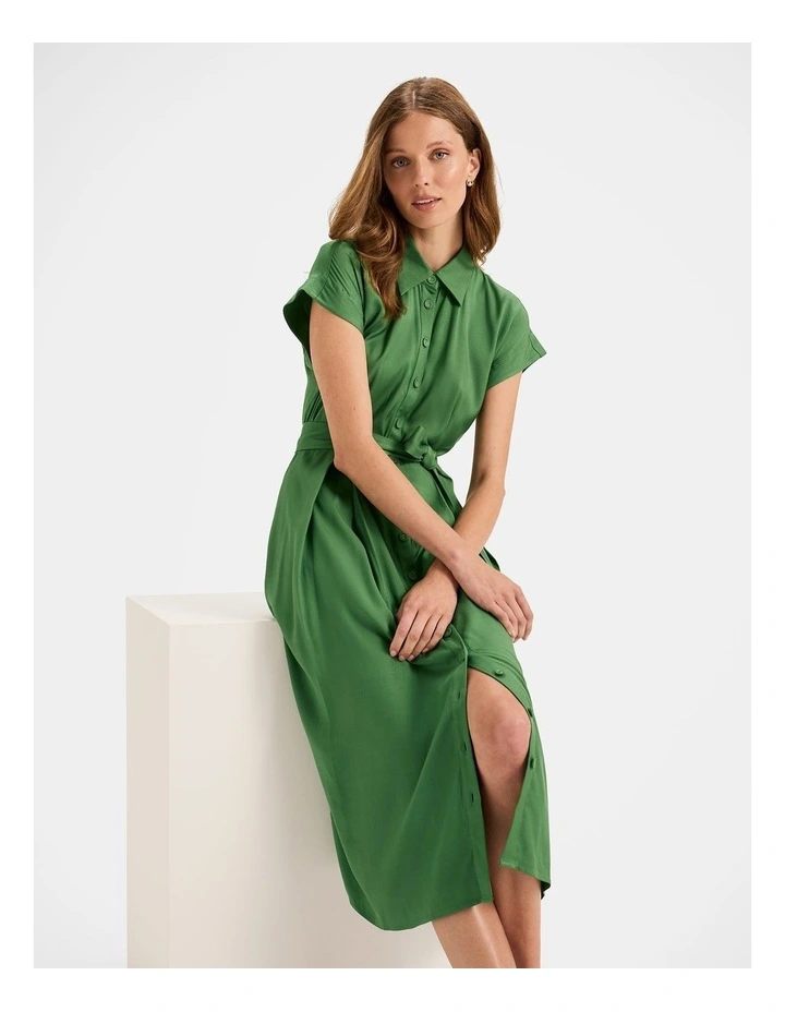 Camden Shirt Dress in Palm Green image 3