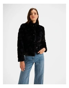Sovereign Faux Fur Jacket in Black