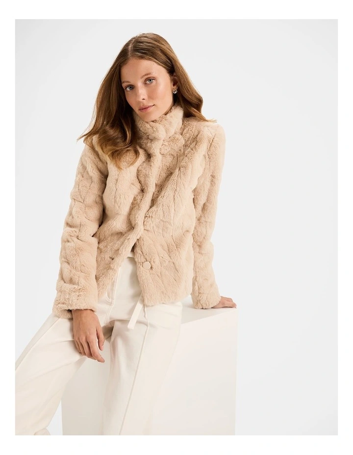 Sovereign Faux Fur Jacket in Oatmeal image 3