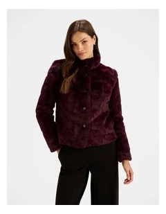 Sovereign Faux Fur Jacket in Bordeaux