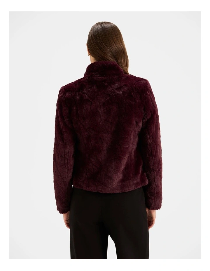 Sovereign Faux Fur Jacket in Bordeaux image 2