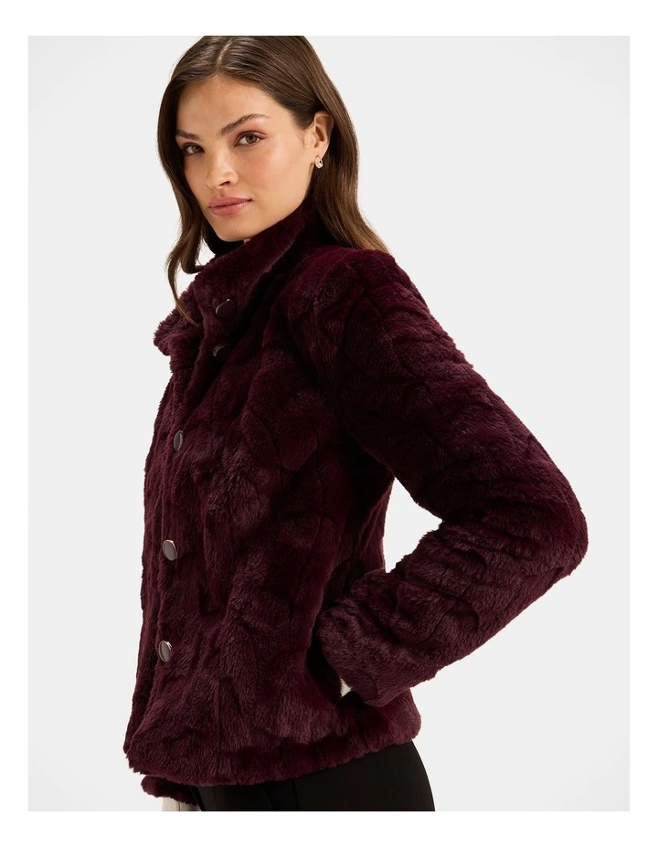 Sovereign Faux Fur Jacket in Bordeaux image 3