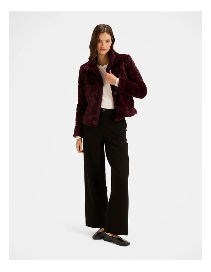 Sovereign Faux Fur Jacket in Bordeaux image 6