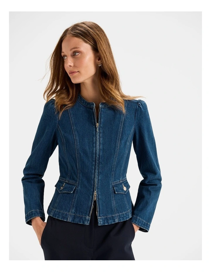Isla Denim Jacket in Deep Blue Rinse image 5