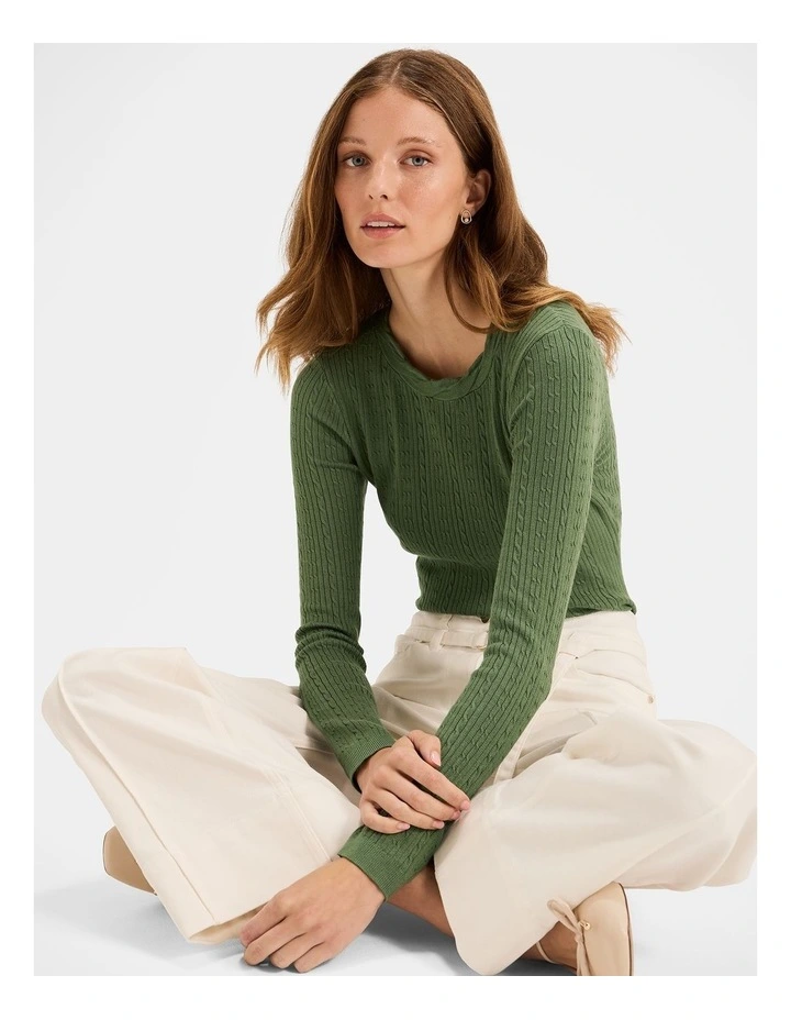 Amara Knit Top in Palm Green image 3
