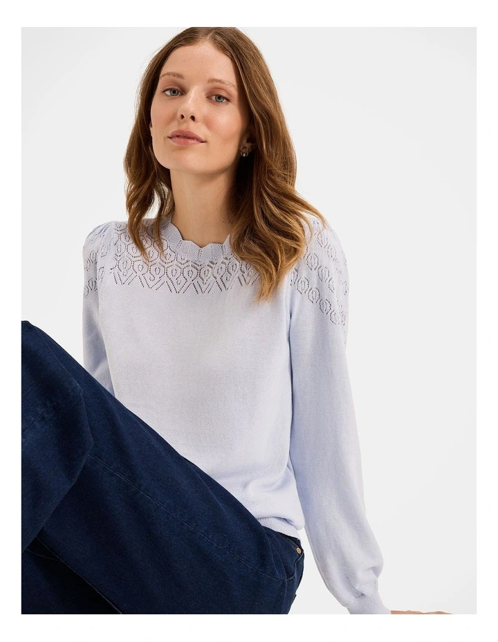 Violet Knit Top in Silver Blue image 4