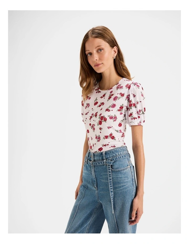 Cameo Floral Tee in Ivory image 3