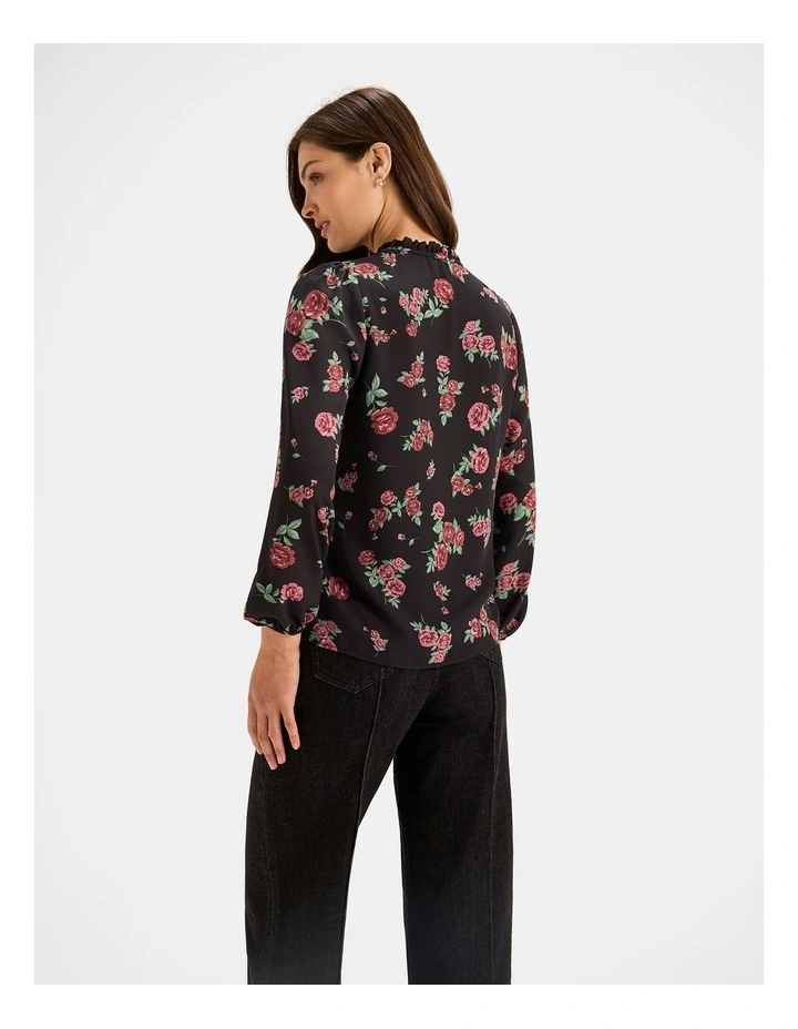Cameo Floral Blouse in Black image 2
