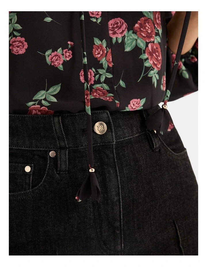 Cameo Floral Blouse in Black image 4