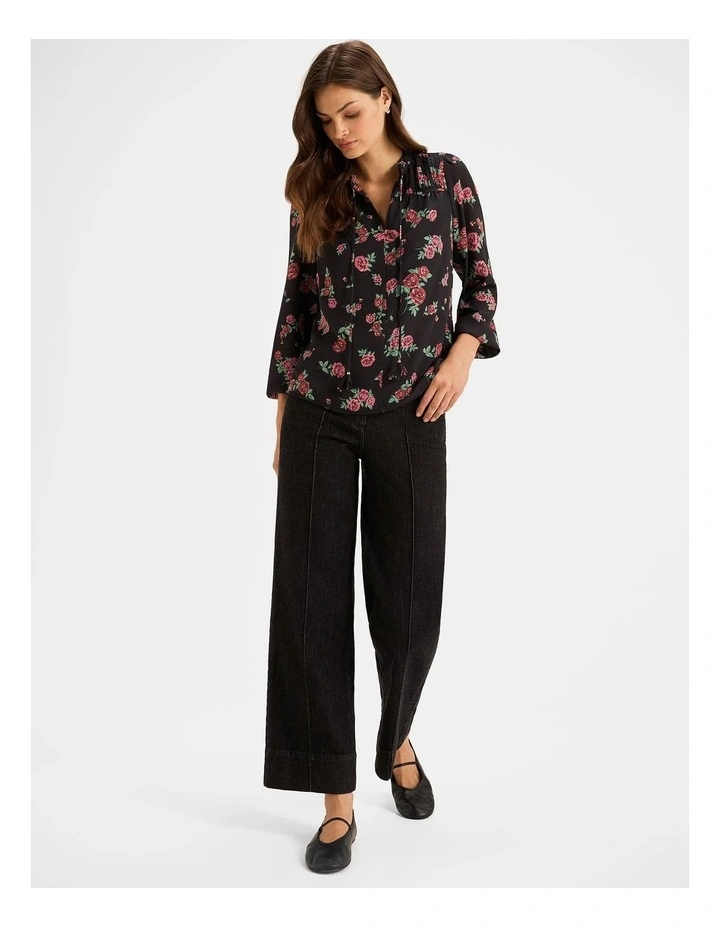 Cameo Floral Blouse in Black image 6