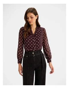 Piccadilly Spot Blouse in Bordeaux
