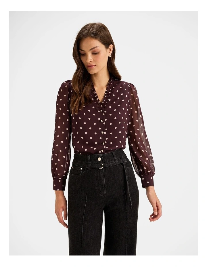 Piccadilly Spot Blouse in Bordeaux image 1