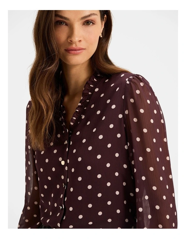 Piccadilly Spot Blouse in Bordeaux image 3