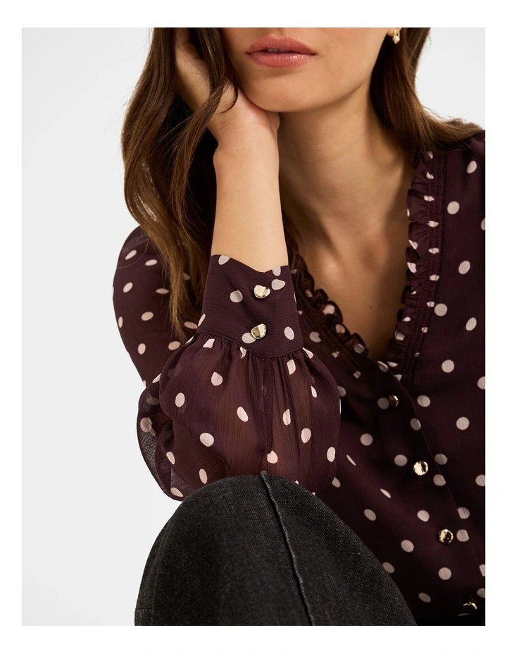 Piccadilly Spot Blouse in Bordeaux image 4