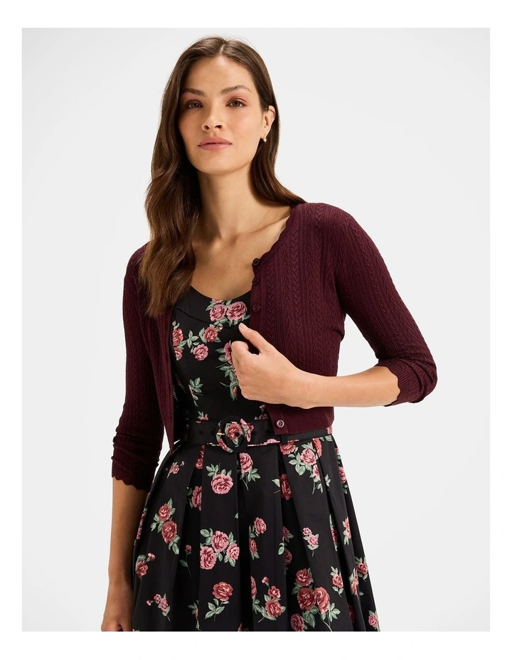 Hazel 3/4 Sleeve Cardigan in Bordeaux image 1