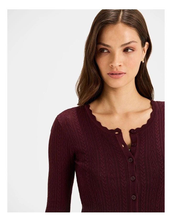 Hazel 3/4 Sleeve Cardigan in Bordeaux image 4