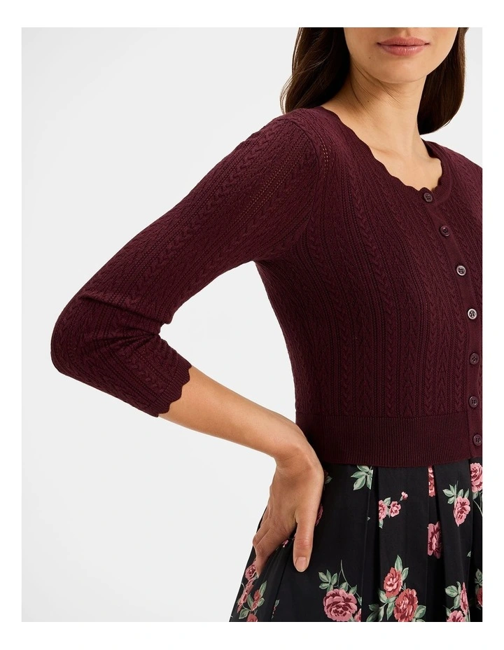 Hazel 3/4 Sleeve Cardigan in Bordeaux image 5