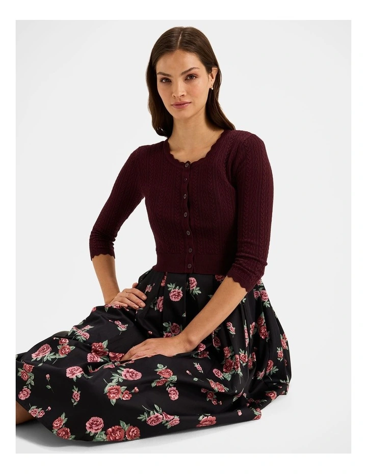 Hazel 3/4 Sleeve Cardigan in Bordeaux image 6