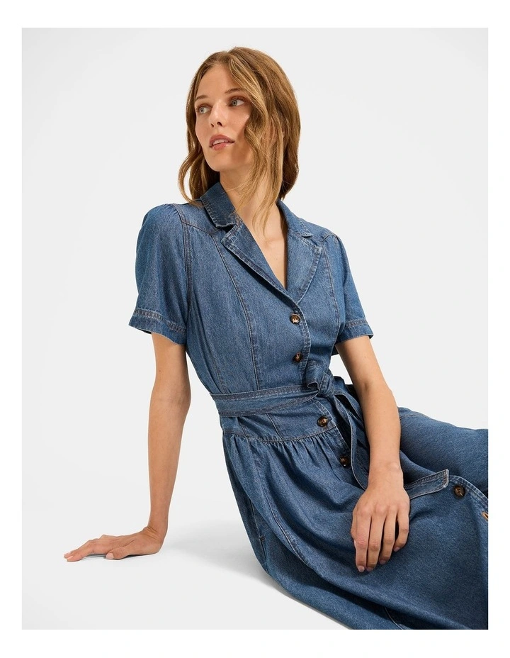 Geneva Shirt Dress in Blue image 4
