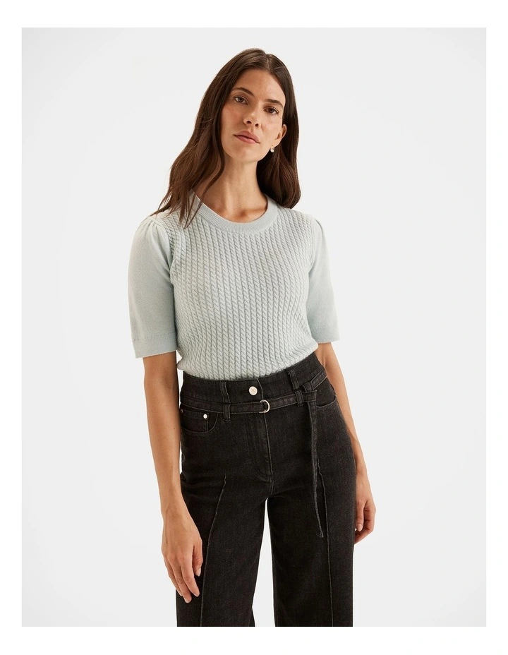 Tahny Knit Top in Ice Blue image 3