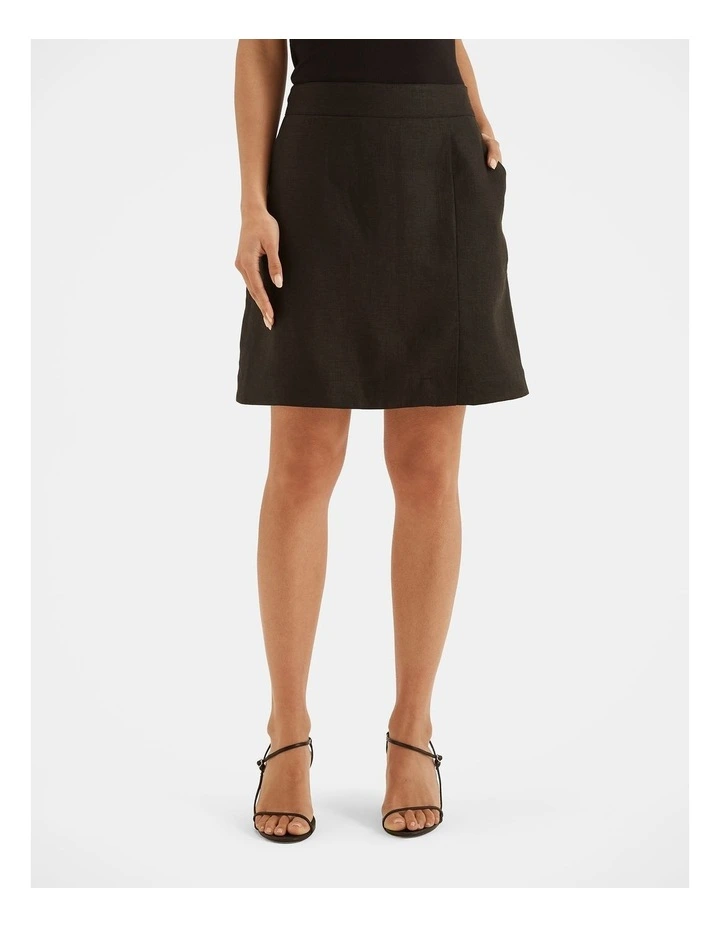 Mia Black Linen Mini Skirt image 1