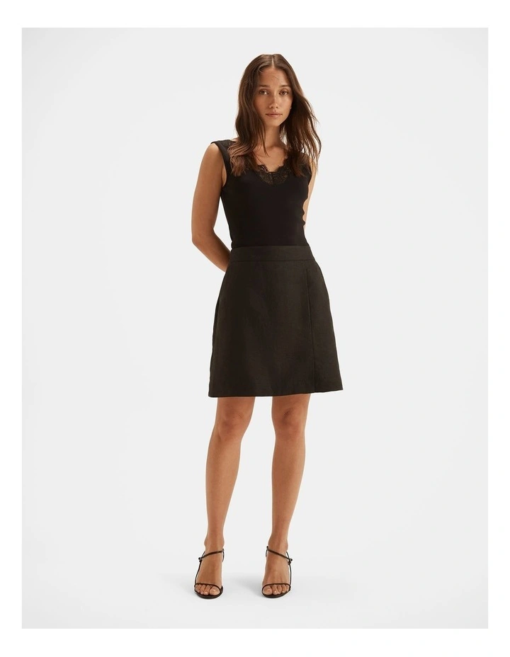 Mia Black Linen Mini Skirt image 3