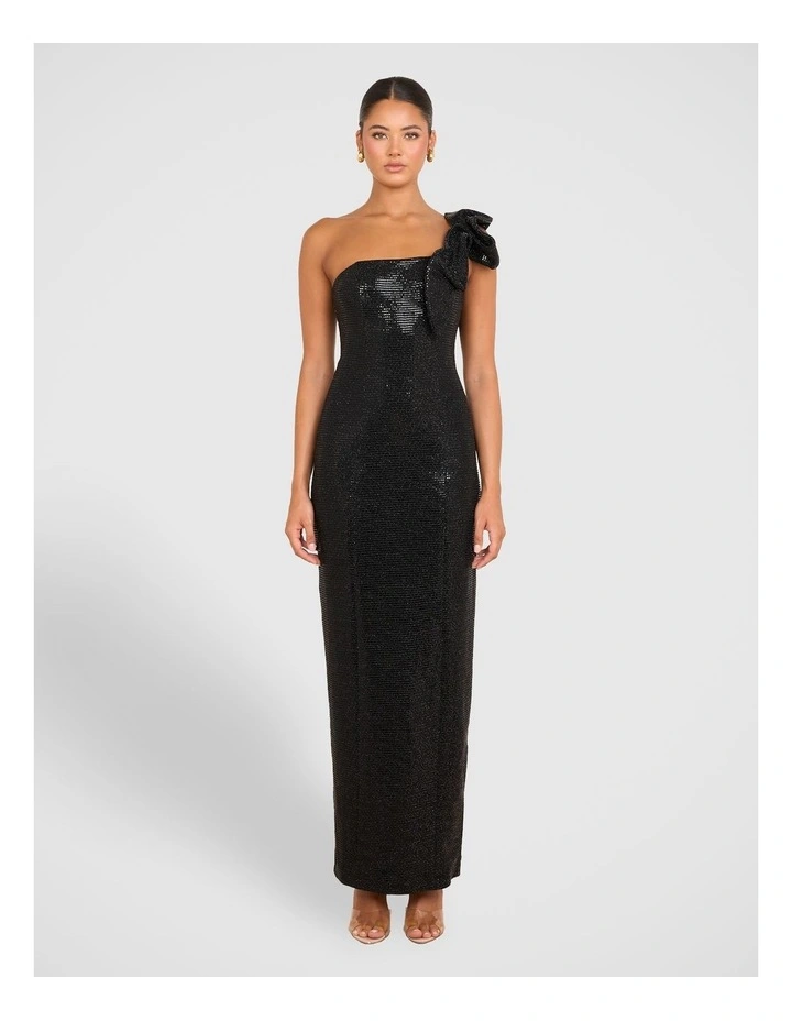 Jessa One Shoulder Gown in Black image 1