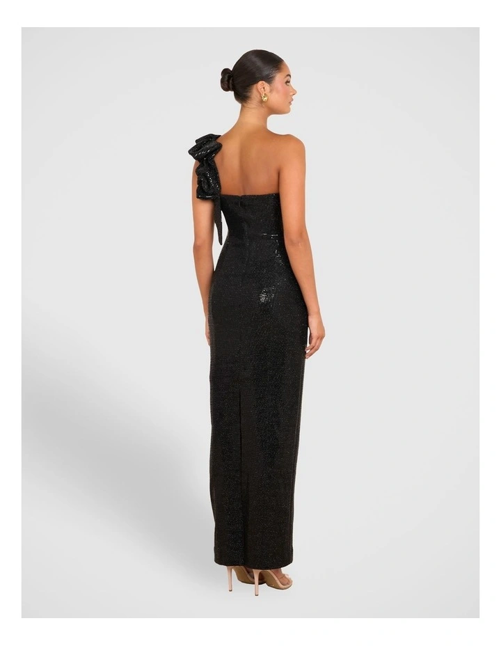 Jessa One Shoulder Gown in Black image 2