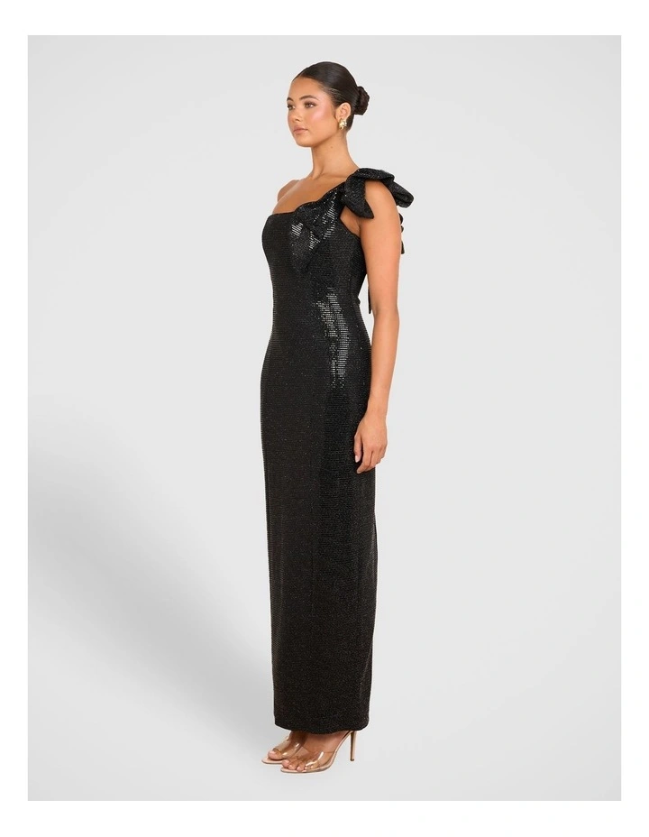 Jessa One Shoulder Gown in Black image 3