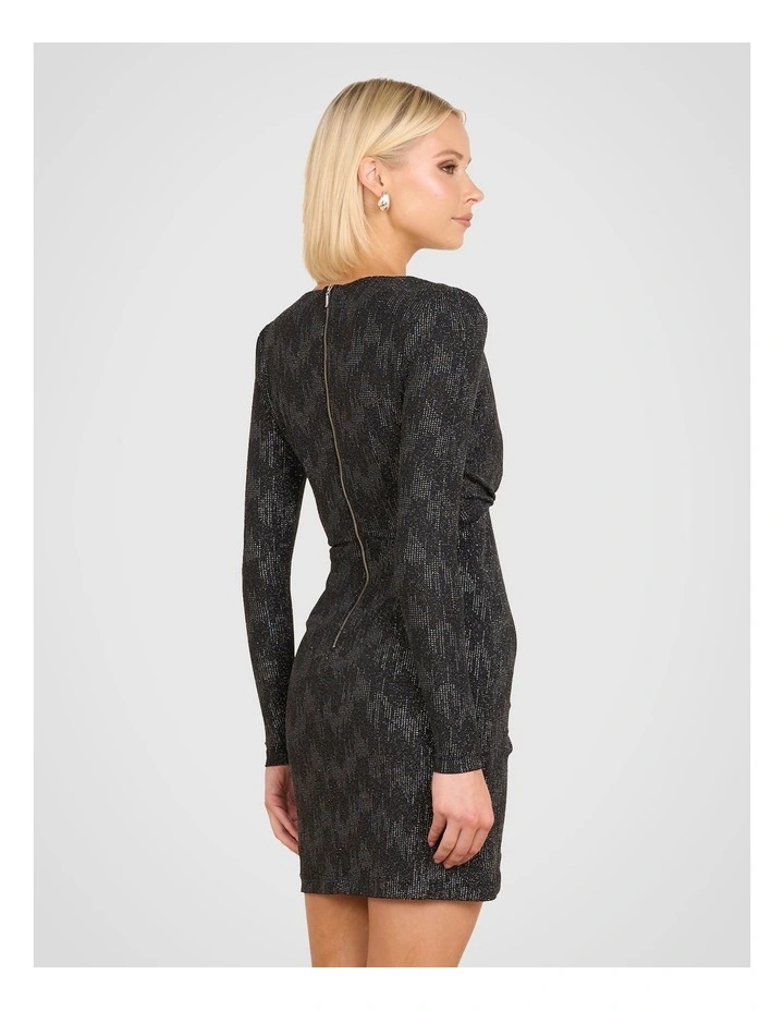 Xiana V-neck Mini Dress in Black image 2