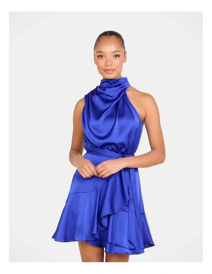 Bebe Cowl Neck Mini Dress in Blue image 4