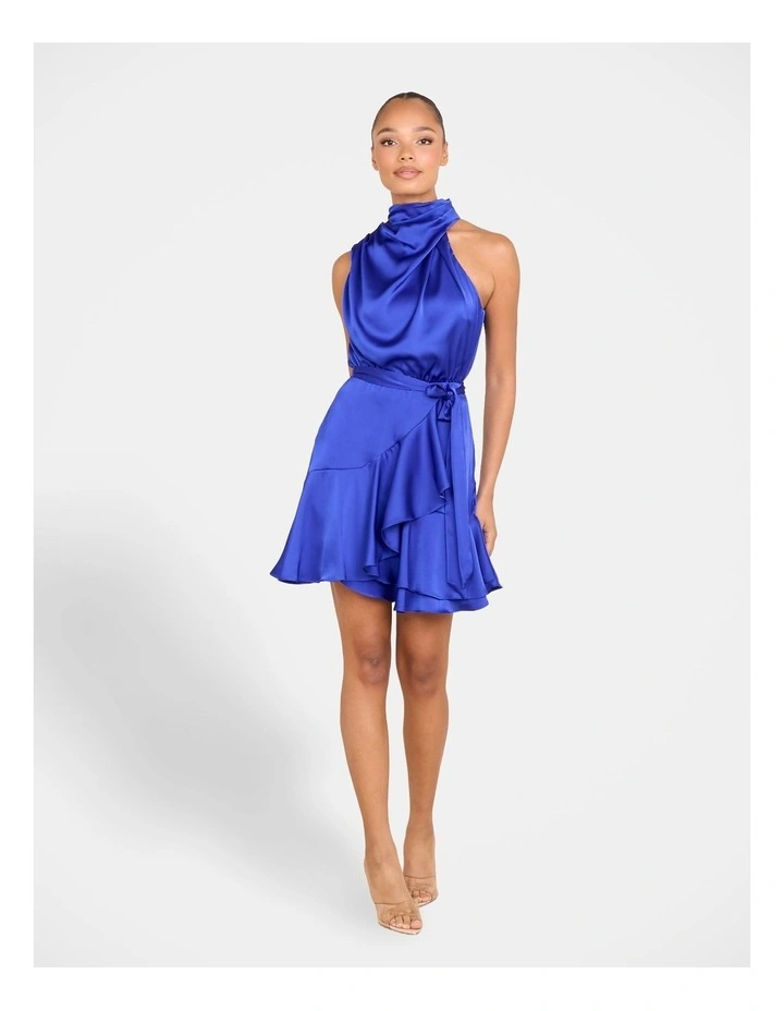 Bebe Cowl Neck Mini Dress in Blue image 5