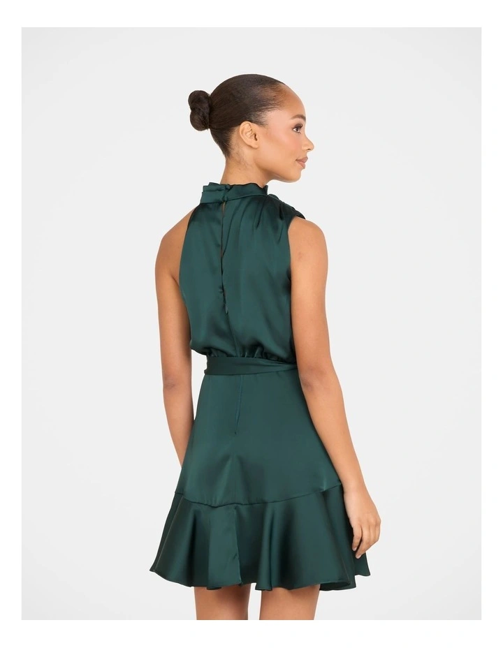 Bebe Cowl Neck Mini Dress in Green image 2