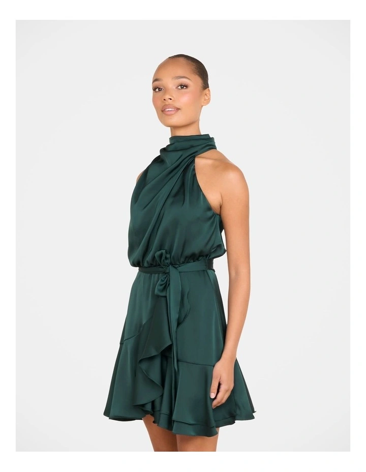 Bebe Cowl Neck Mini Dress in Green image 3