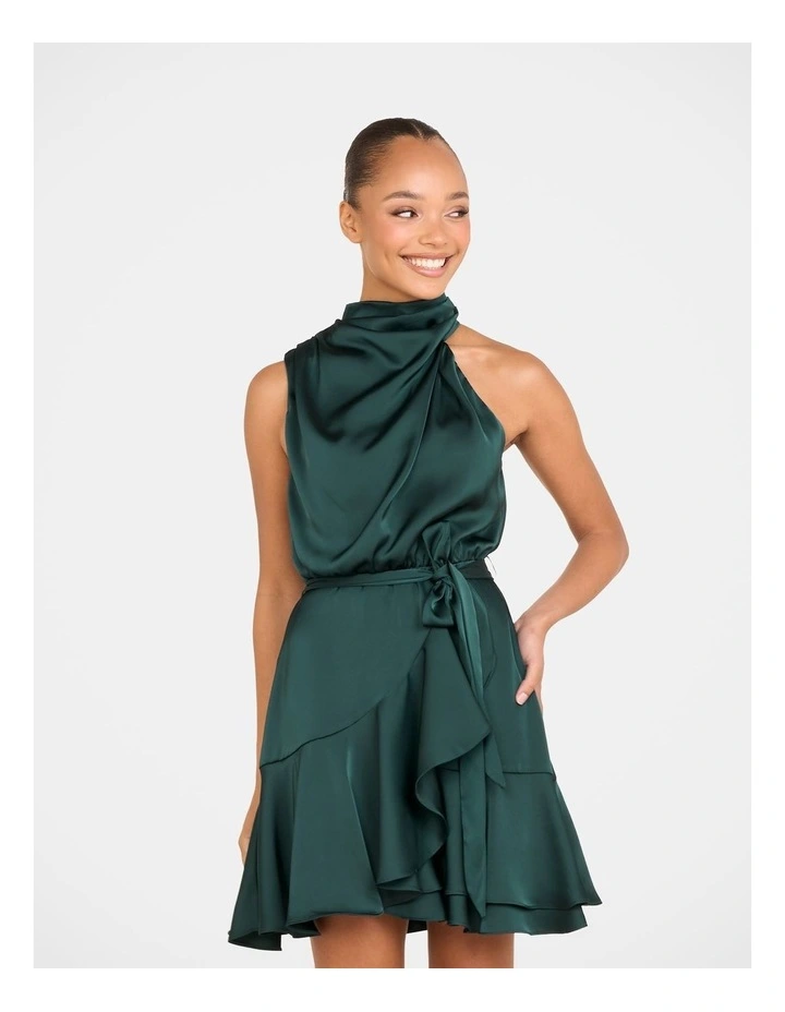 Bebe Cowl Neck Mini Dress in Green image 4